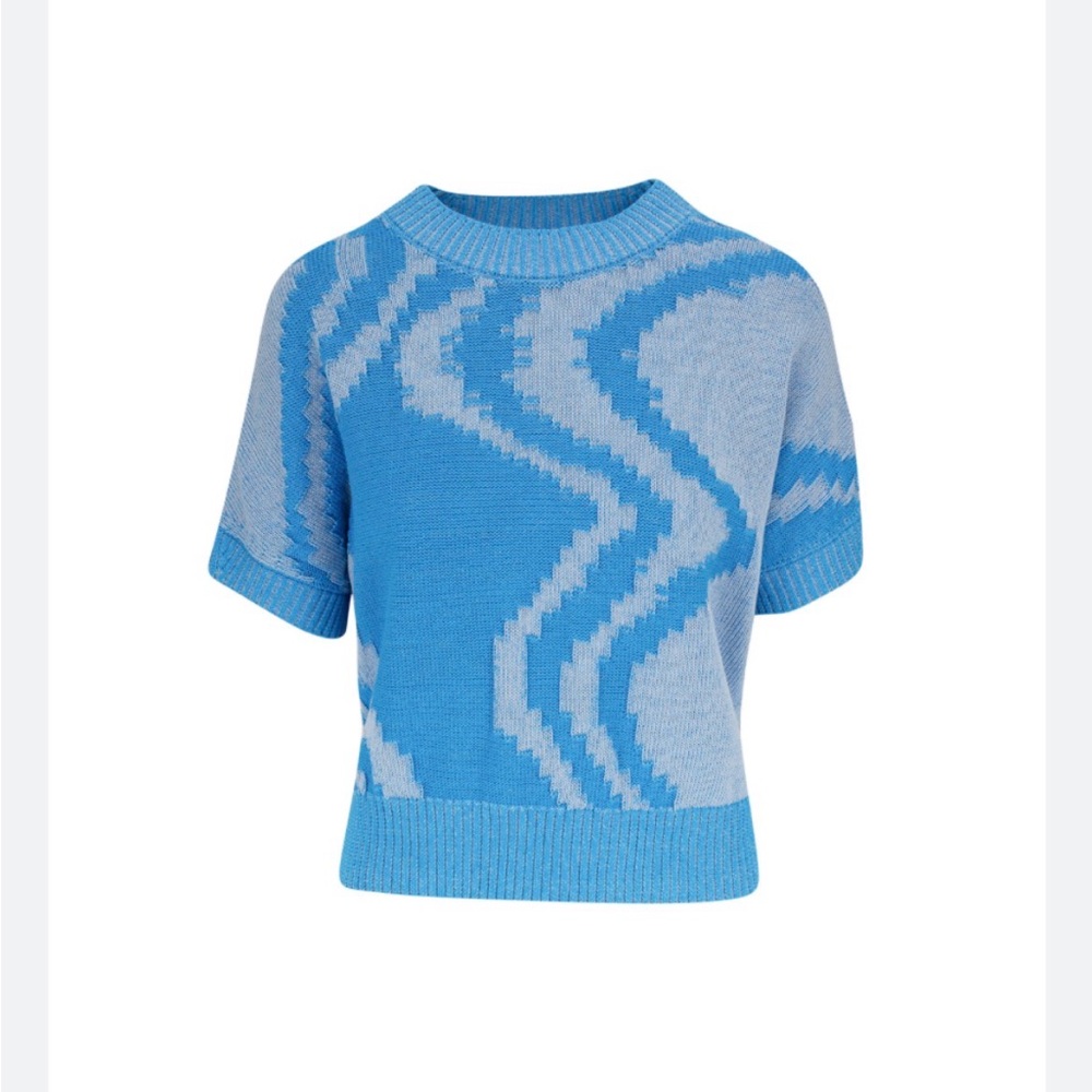 Akris Punto Blue Wave Pattern Top